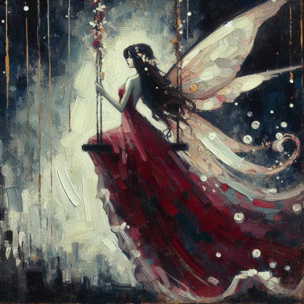 Whimsical Fairy Soars at Night