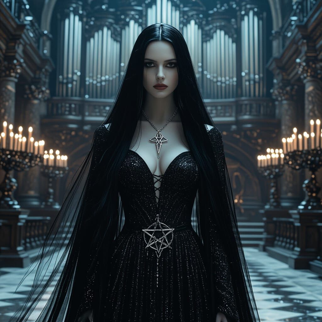 Goddess in Baroque Hall with Candles