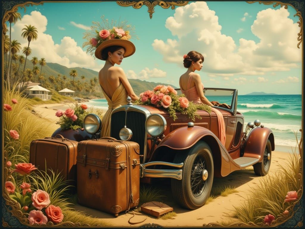 Adra and Alda's Seaside Trip in Ornate Splash Art