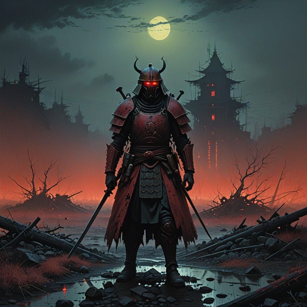Sengoku Samurai Specter in Dark Gothic Realism