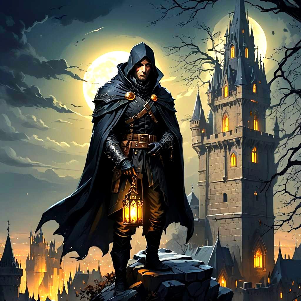 Moonlit Heist: Rogue's Escape in Fantasy Concept Art