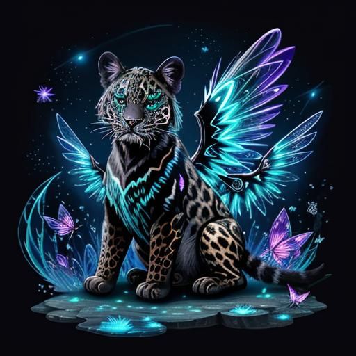 Magical Leopard Cub with Bioluminescent Details