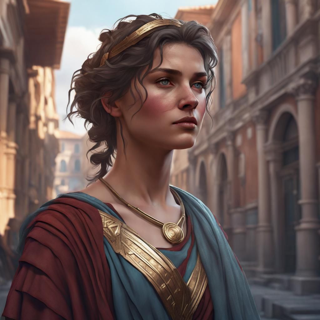 Ancient Roman Woman Portrait with Dynamic Lighting