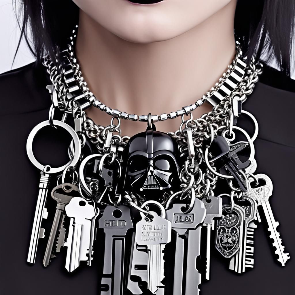 Gothic Girl with Key Choker and Necklace