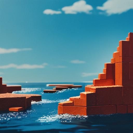 Abstract Glass Brick Architecture in Cinematic Style