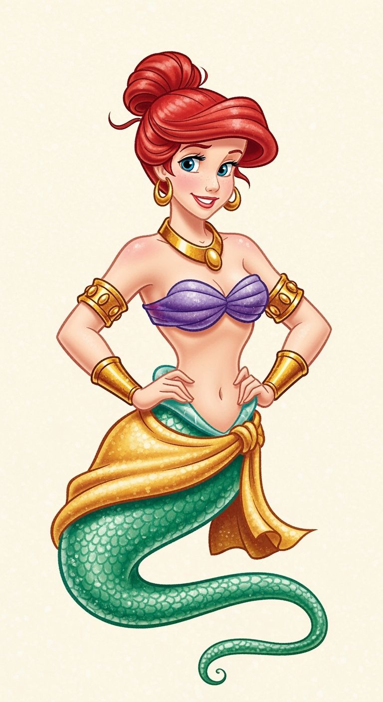 Princess Ariel as Genie in Disney Style
