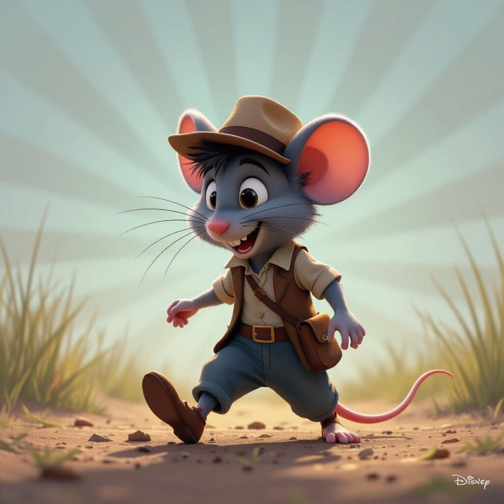 Huckleberry Finn Mouse: Pixar-Style 3D Render