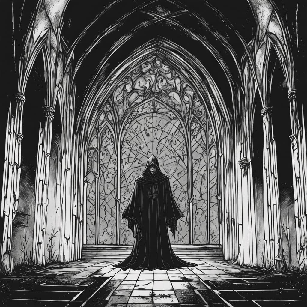 Surreal Dark Ritual in a Creepy Abandoned Cathedral