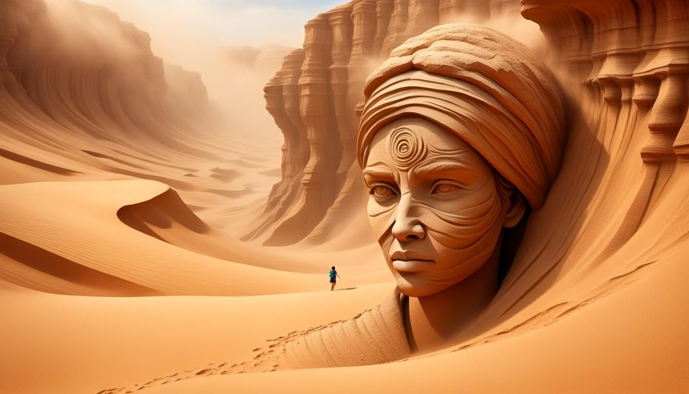 Desert Canyon Sandstorm Carves a Face