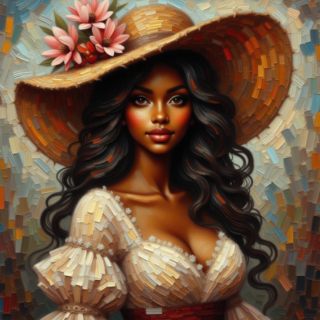 Southern Belle Portrait in Impasto Style