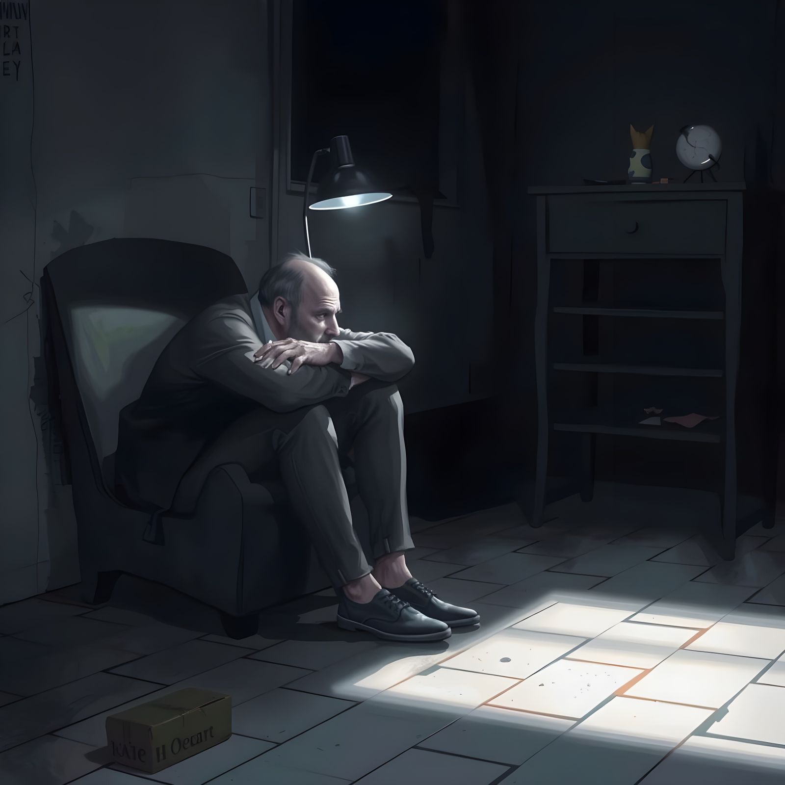 Solitary Figure in Shadowy Room: American Realism