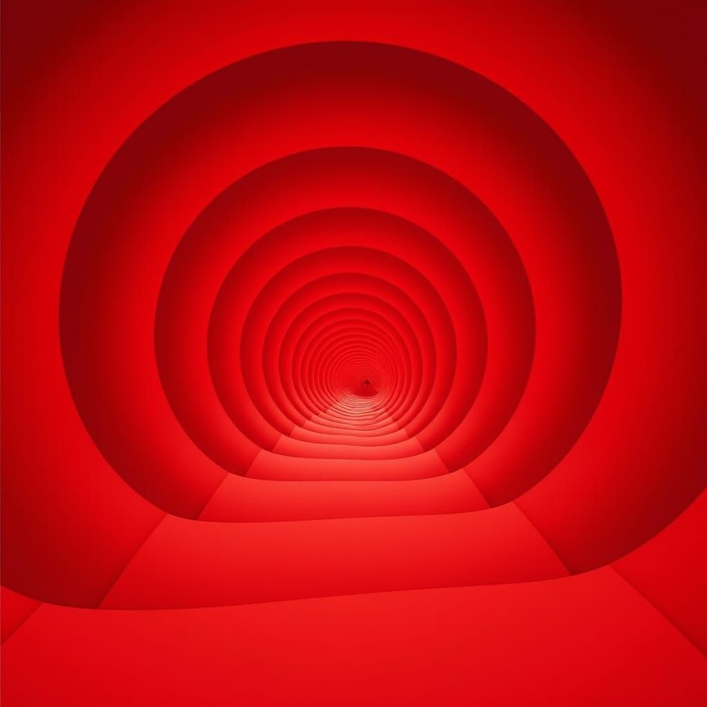 Endless Red Ring Tunnel: Optical Illusion in Abstract Style
