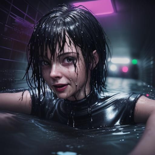 Person Alone, Blurred and Wet in the Dark