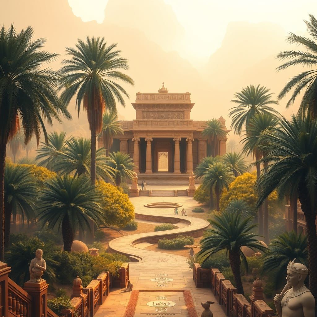 Ancient Temple Oasis in Vibrant Paradise