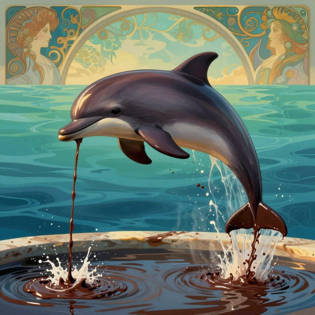 Dark Chocolate Fountain Flows From Leaping Dolphin