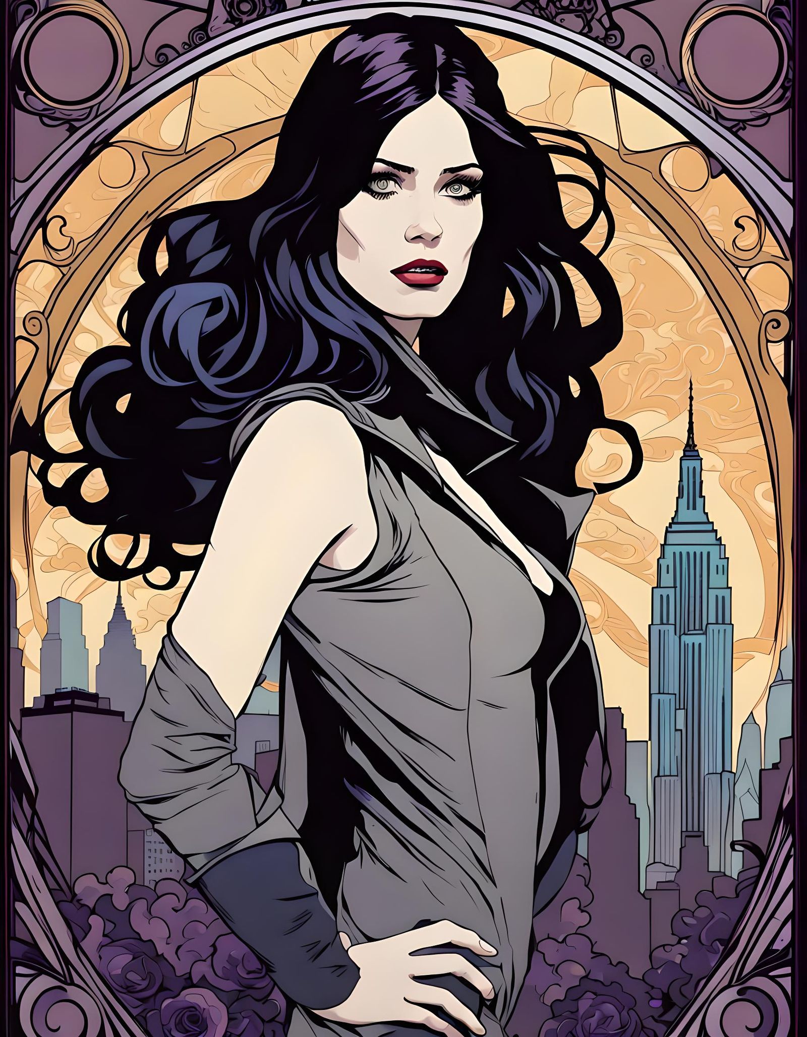 Superhero Jessica Jones, Alphonse Mucha style