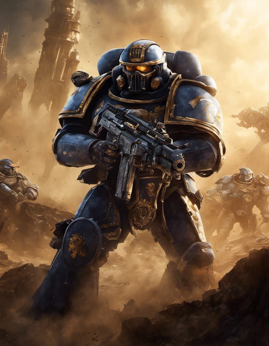 Grey Space Marine in Grim Future, 8K Resolution
