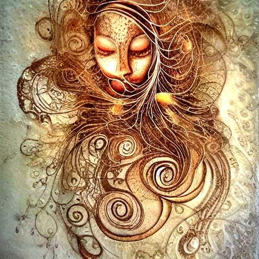 Surreal Alien Mother and Child in Ethereal Landscape