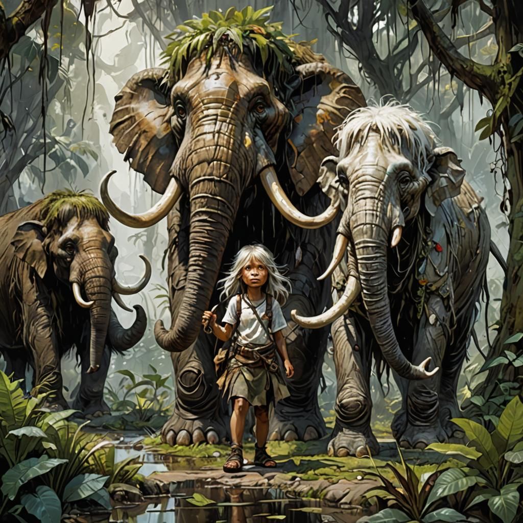 Prehistoric ( Girl with Prehistoric Mammoths)