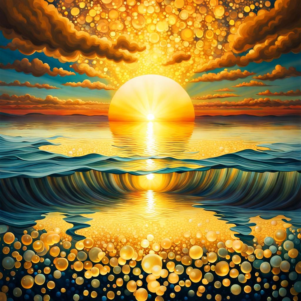 Surreal Sunlit Coastal Town at Twilight