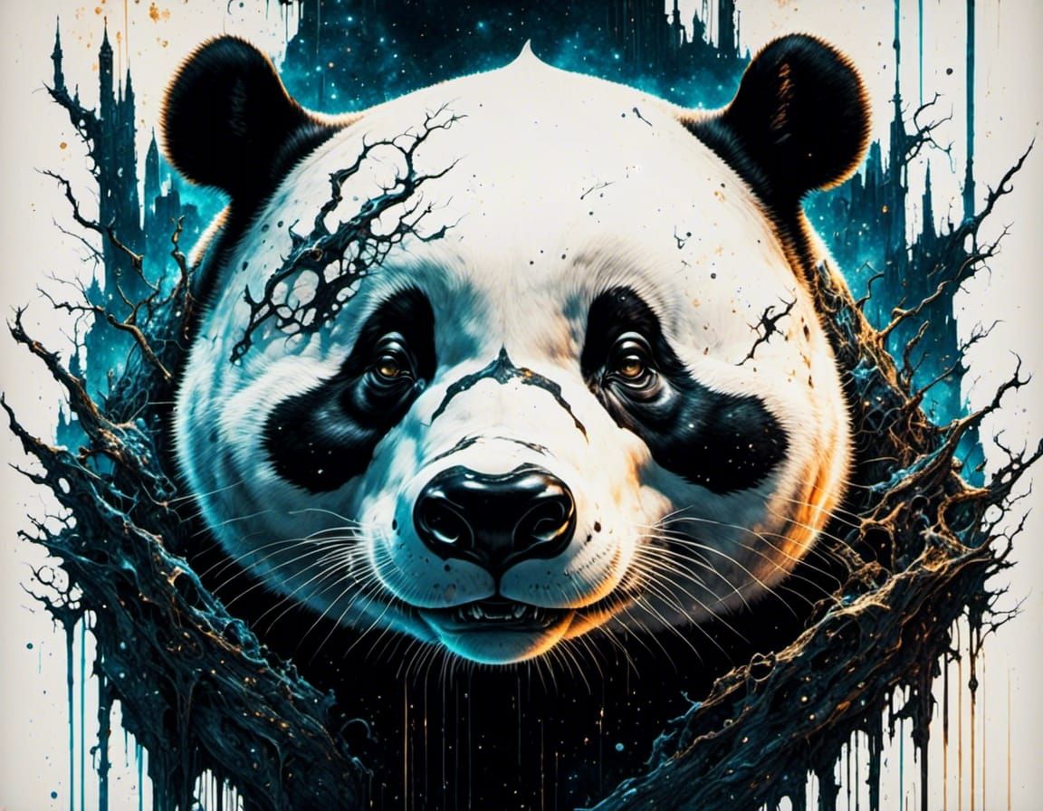 Detailed Chimeric Killerwhale-Panda in Dramatic Lighting