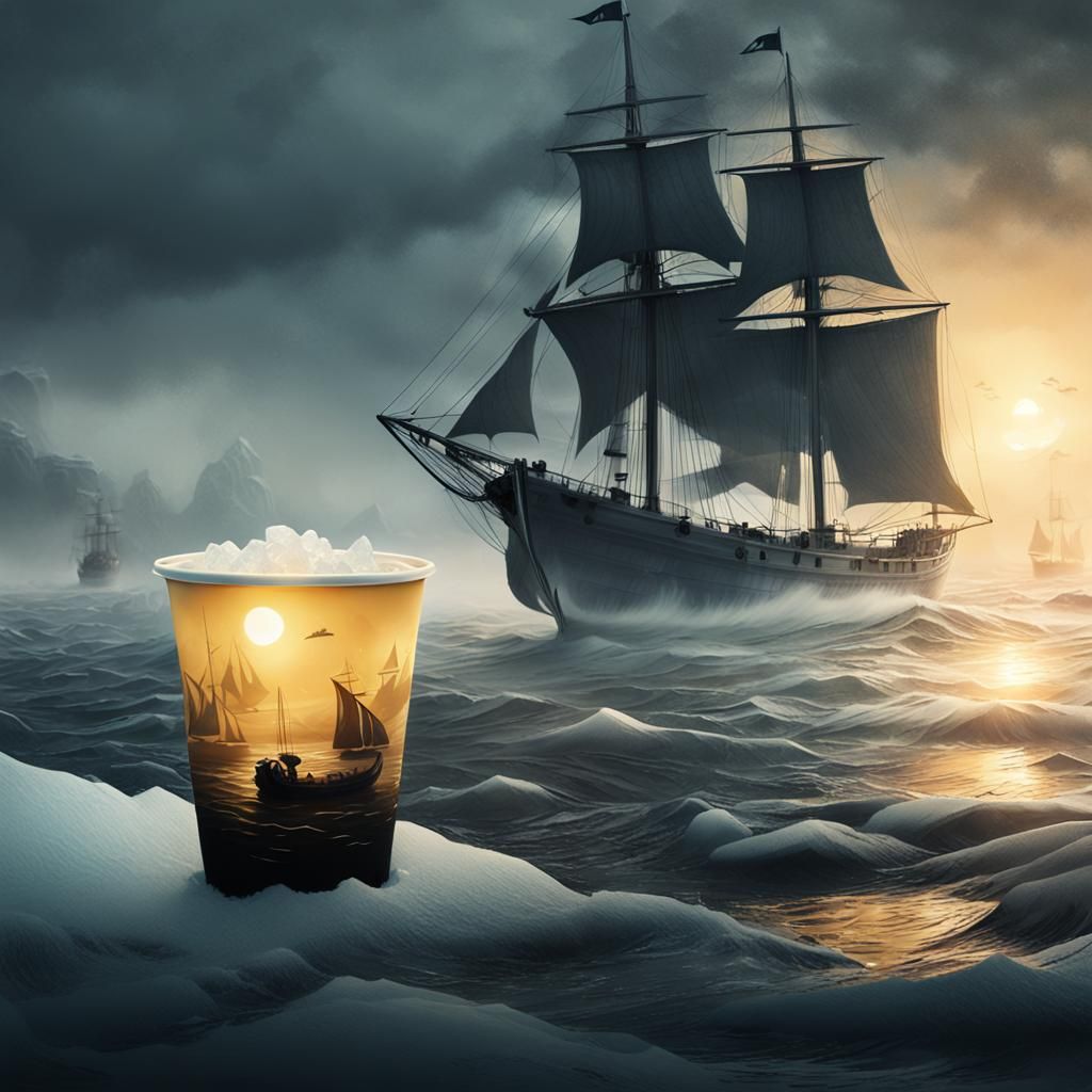 Sailboat in Paper Cup: Cinematic Digital Matte Painting