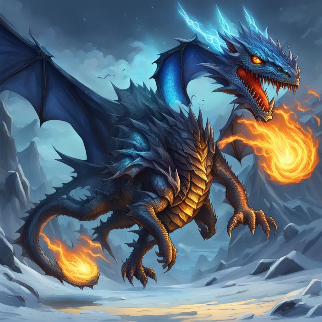 Shadow Assassin on Undead Dragon with Elemental Powers