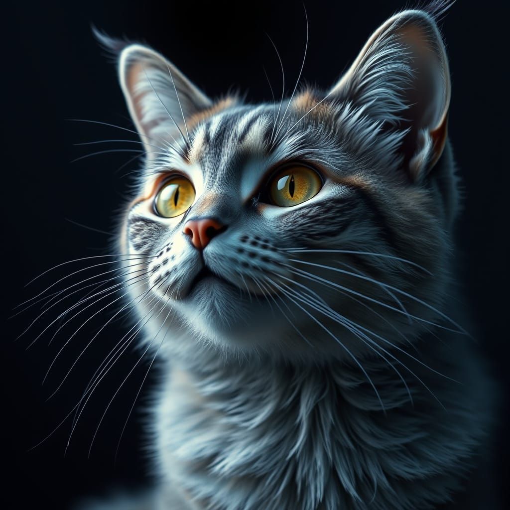 Surreal Blue-Gray British Cat in Whimsical Aesthetic