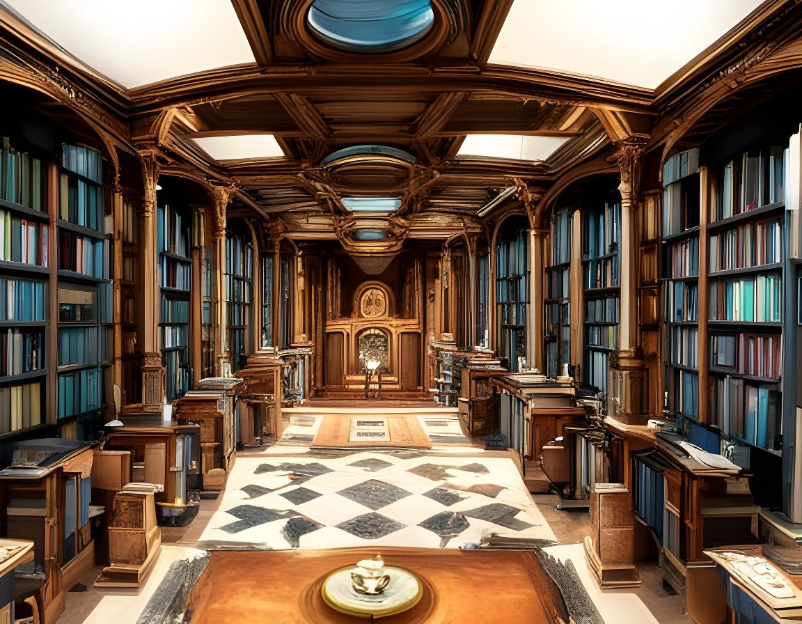 Portals in Borges' Library: Detailed Matte Painting