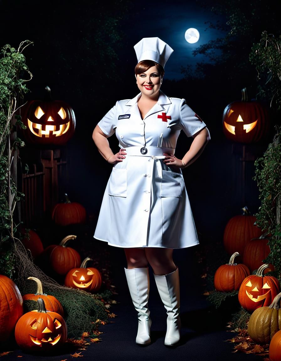 Creepy Nurse Witch in Dark ICU: Pop Art Portrait