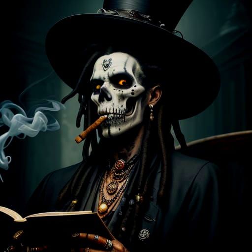 Gothic Voodoo Witch Doctor Portrait in Giger Style