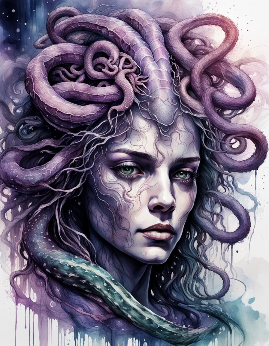 Medusa in Magical City: Dark Fantasy Portrait