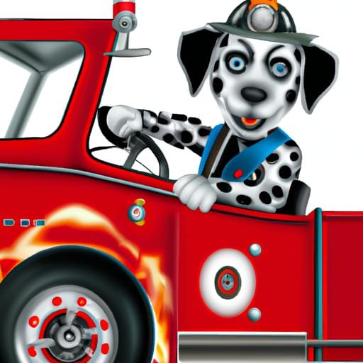 Dalmatian Firefighter Cruises Firetruck Through the City