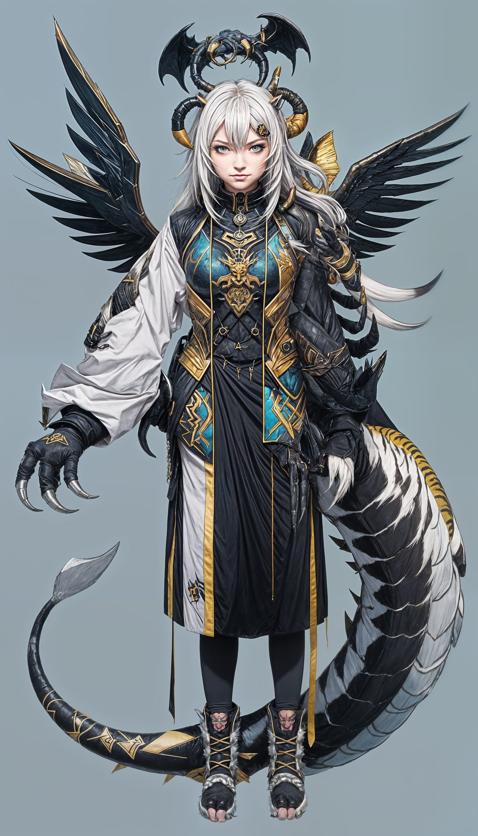 Chimera Girl: A Composite Creature in Attack Pose