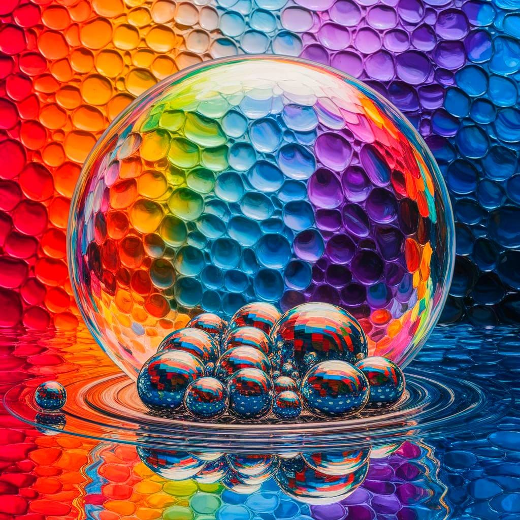 Impressionistic Masterpiece of Colossal Bubble in Vibrant Hu...