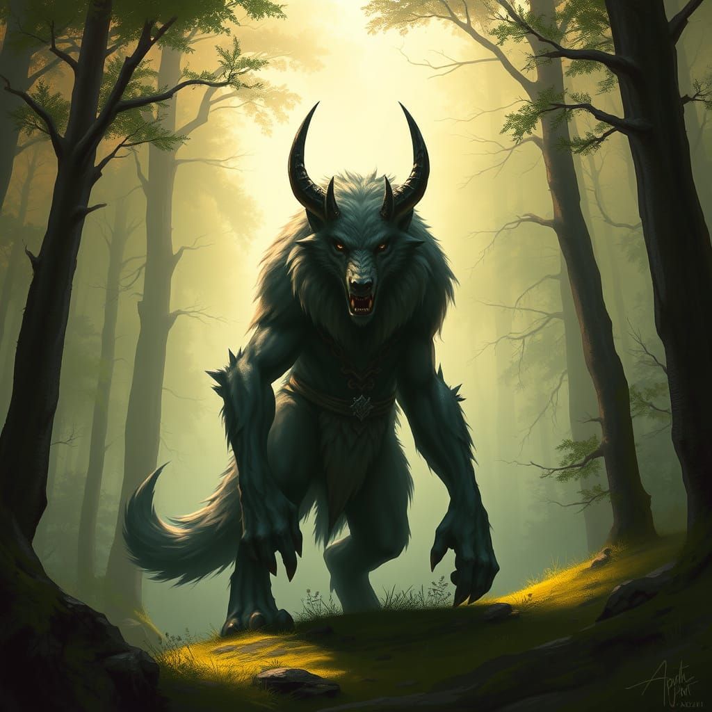 Epic Fantasy Minotaur Wolf: A Symmetrical Creature Concept