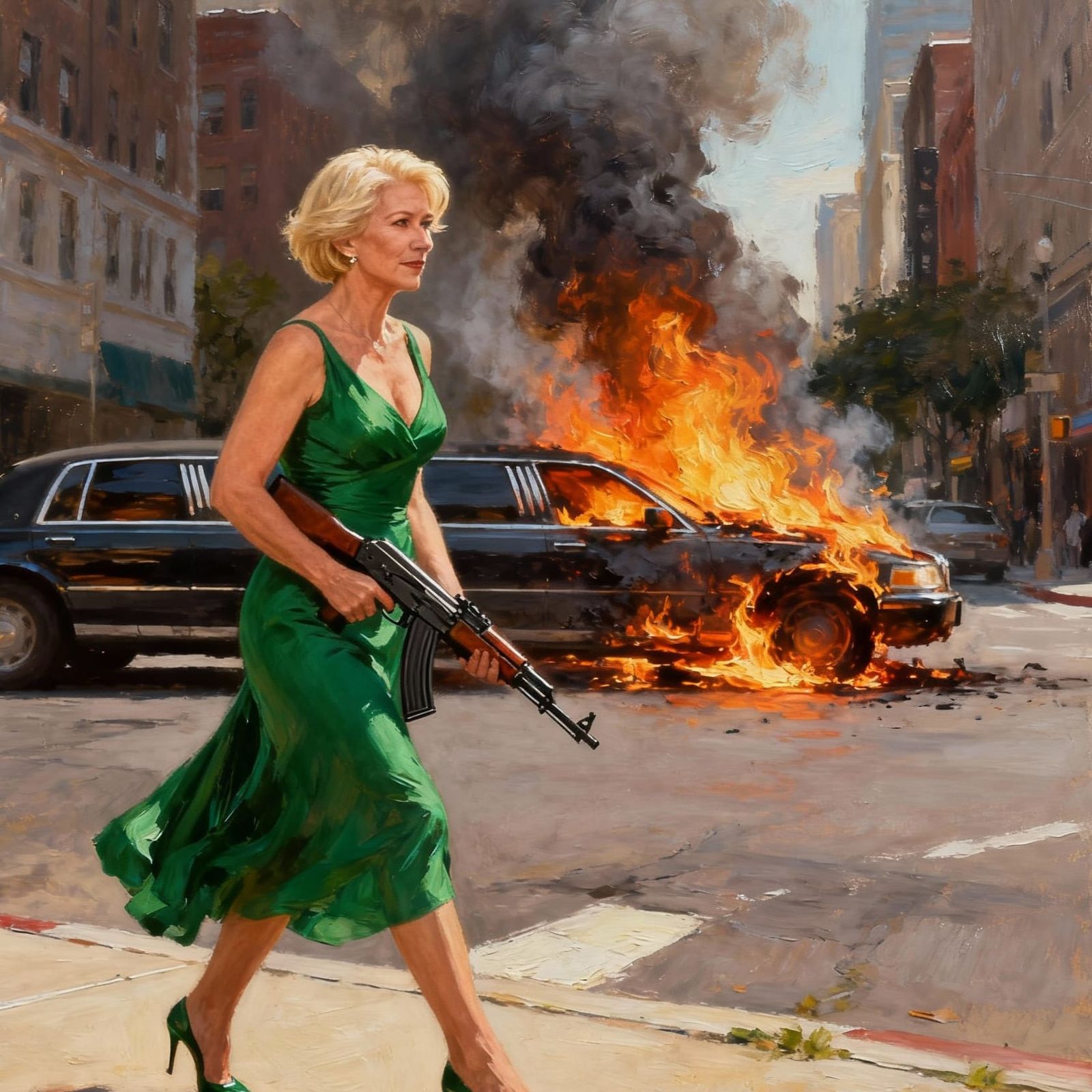 Helen Mirren in Gown with AK-47 Movie Poster