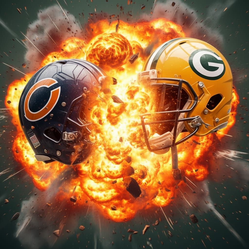 Ornate NFL Helmets Collide in Mid-Air