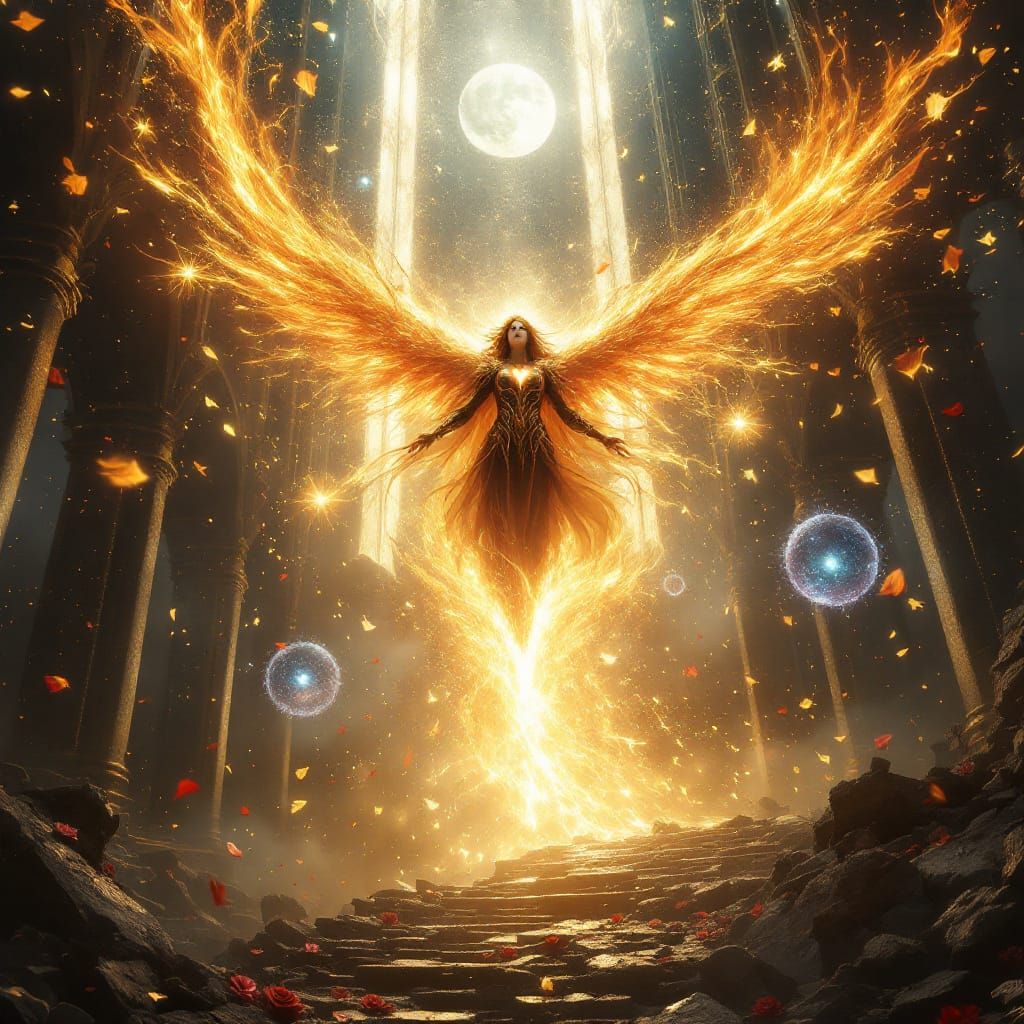 Coven Ascending to Heavens in Fiery, Thorny Light