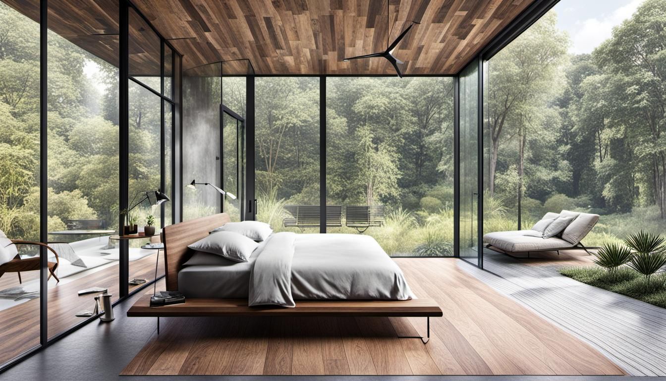 Single-Story Glass House with Vintage Decor