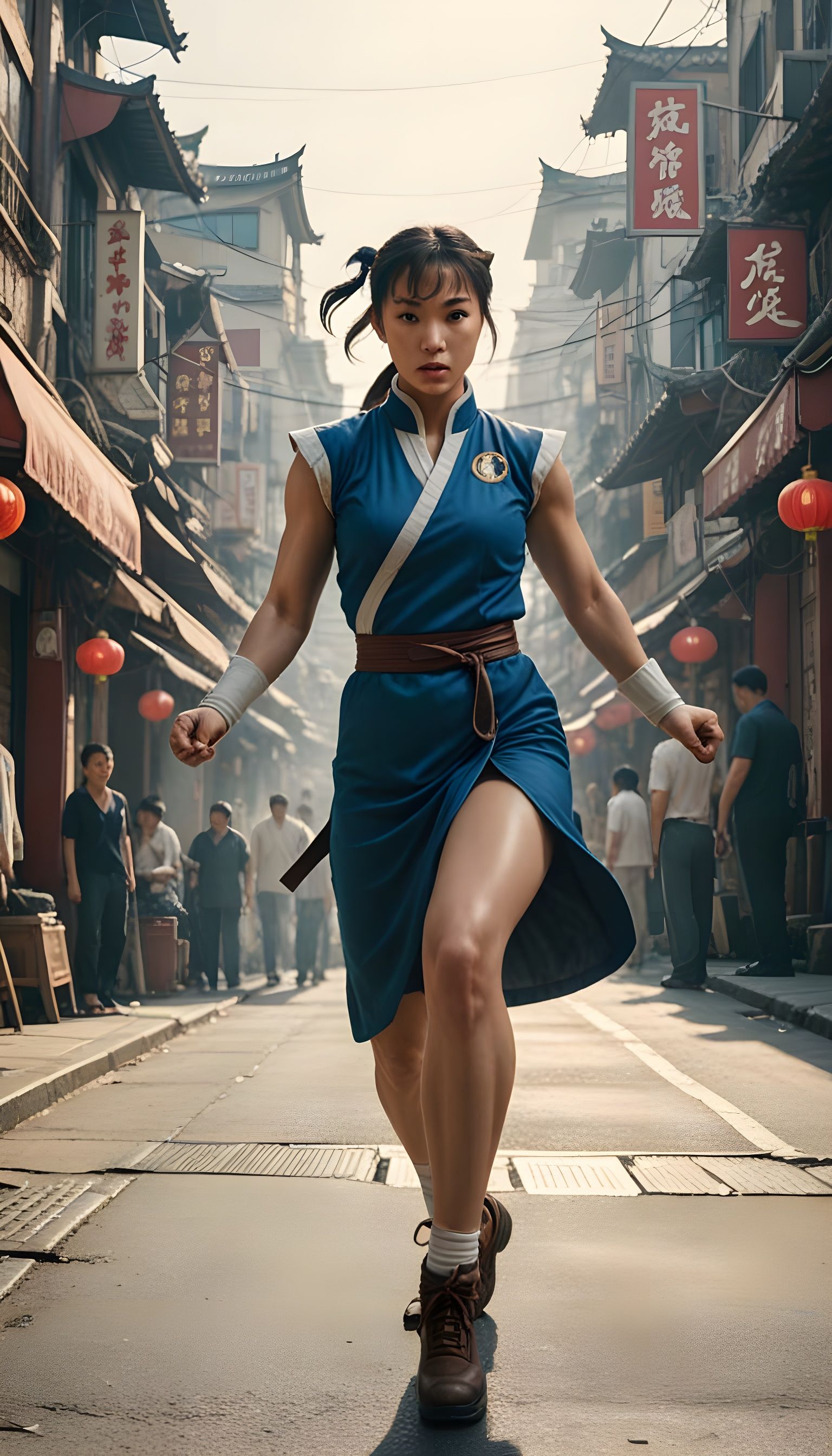 Realistic Chun-li in Cinematic Film Still