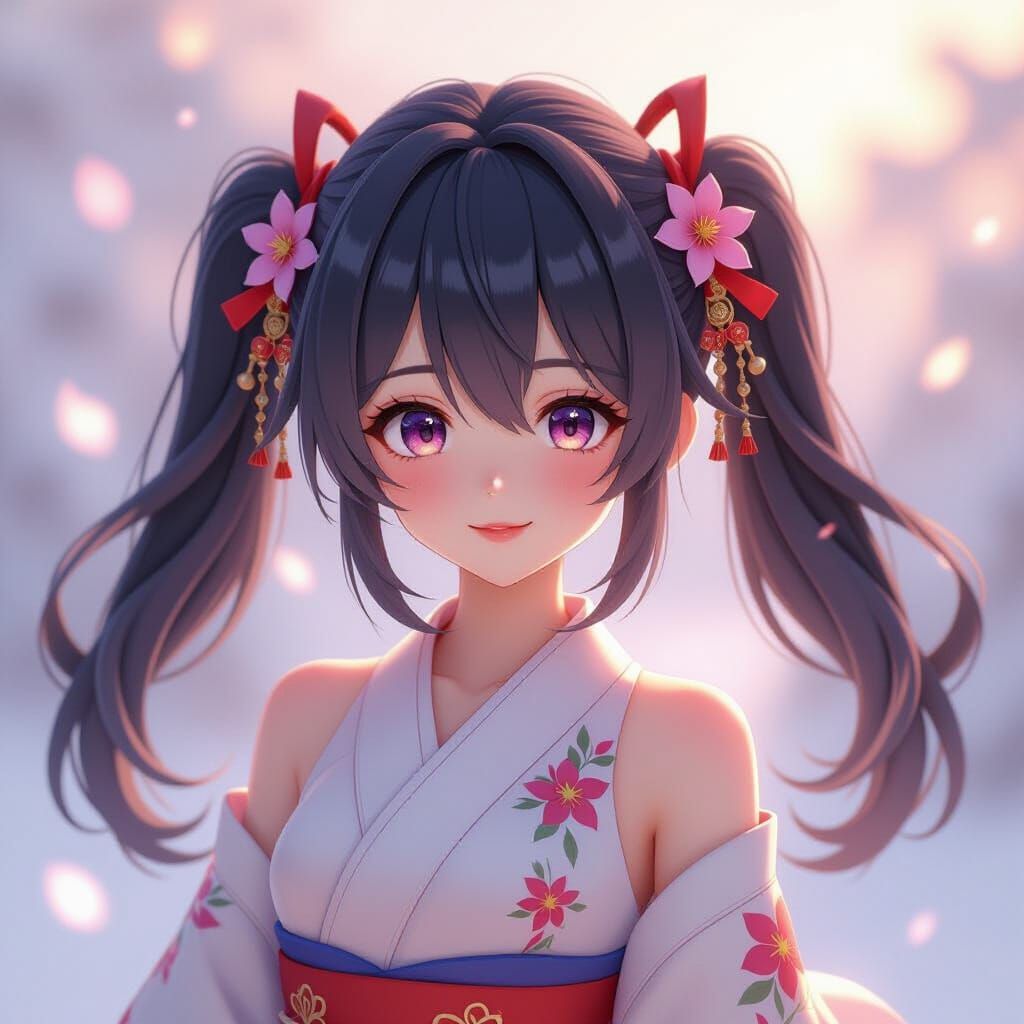 Vibrant Girl in 3D Anime Style