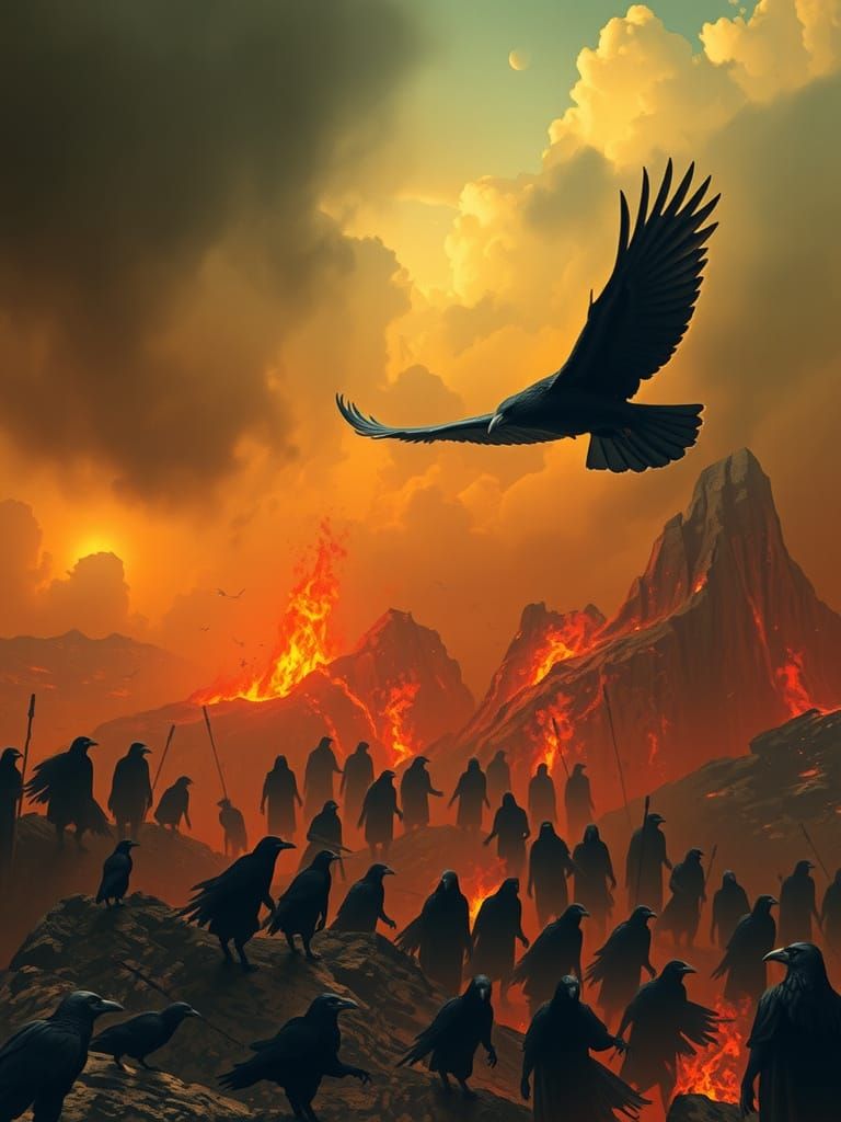 Raven Ascending from Dante's Inferno, Dark Romanticism