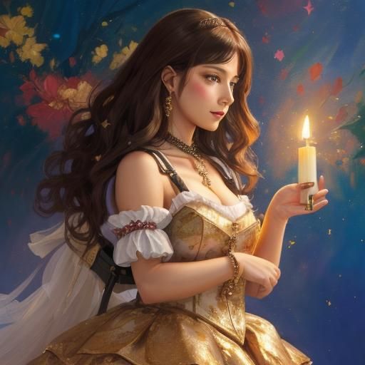 Anime Bachelorette in Vivid Oil Painting