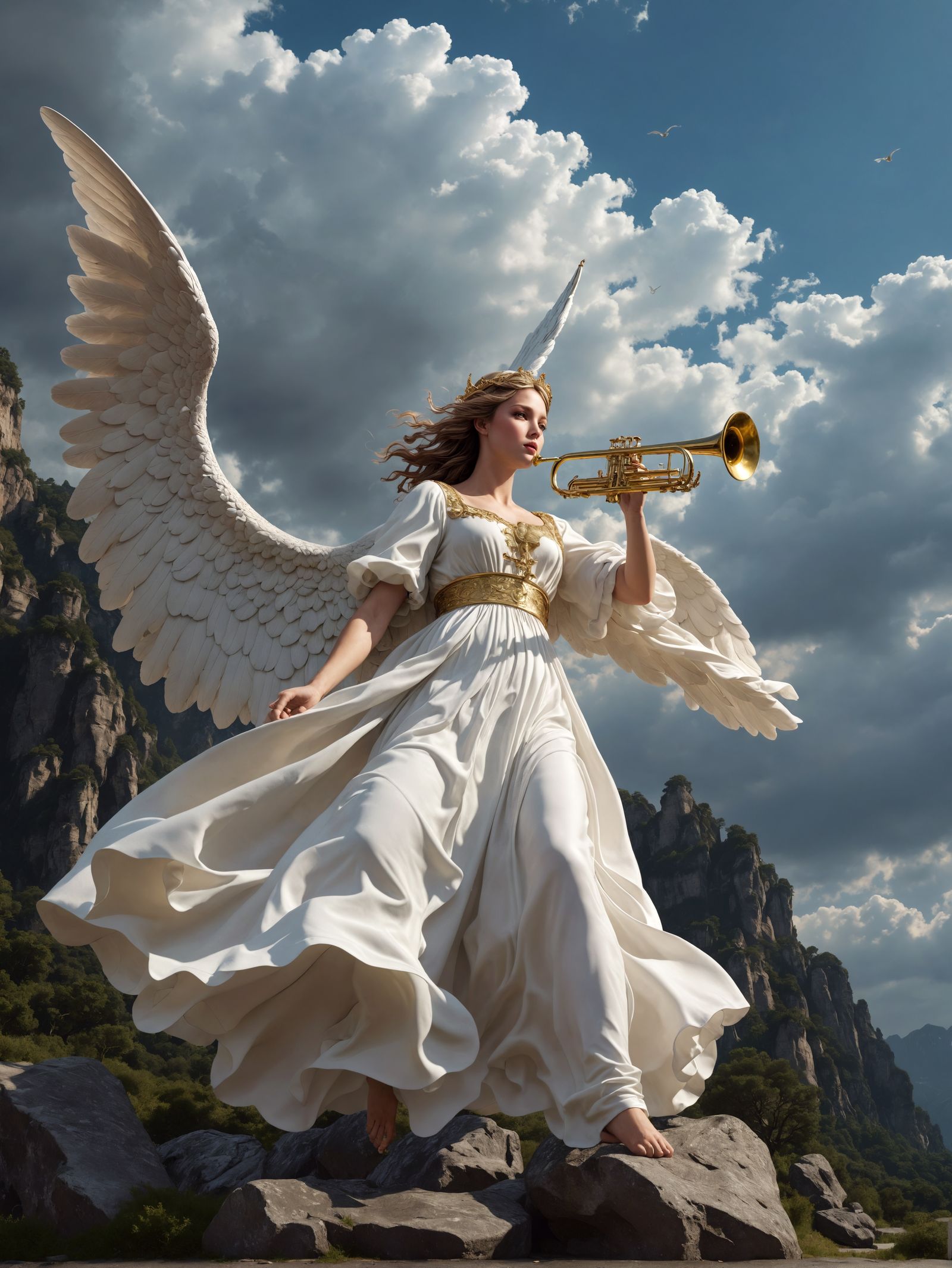 Angel Trumpeter Soars Through Heaven