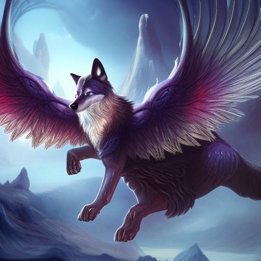 Mythical Winged Wolf Fantasy Concept Art