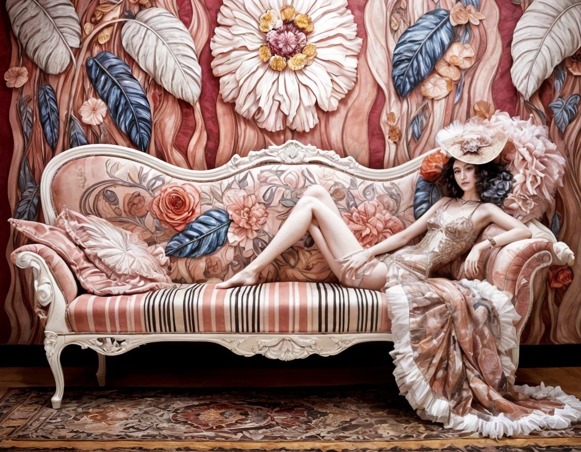 Elegant Woman in Klimt-Inspired Art Nouveau Style