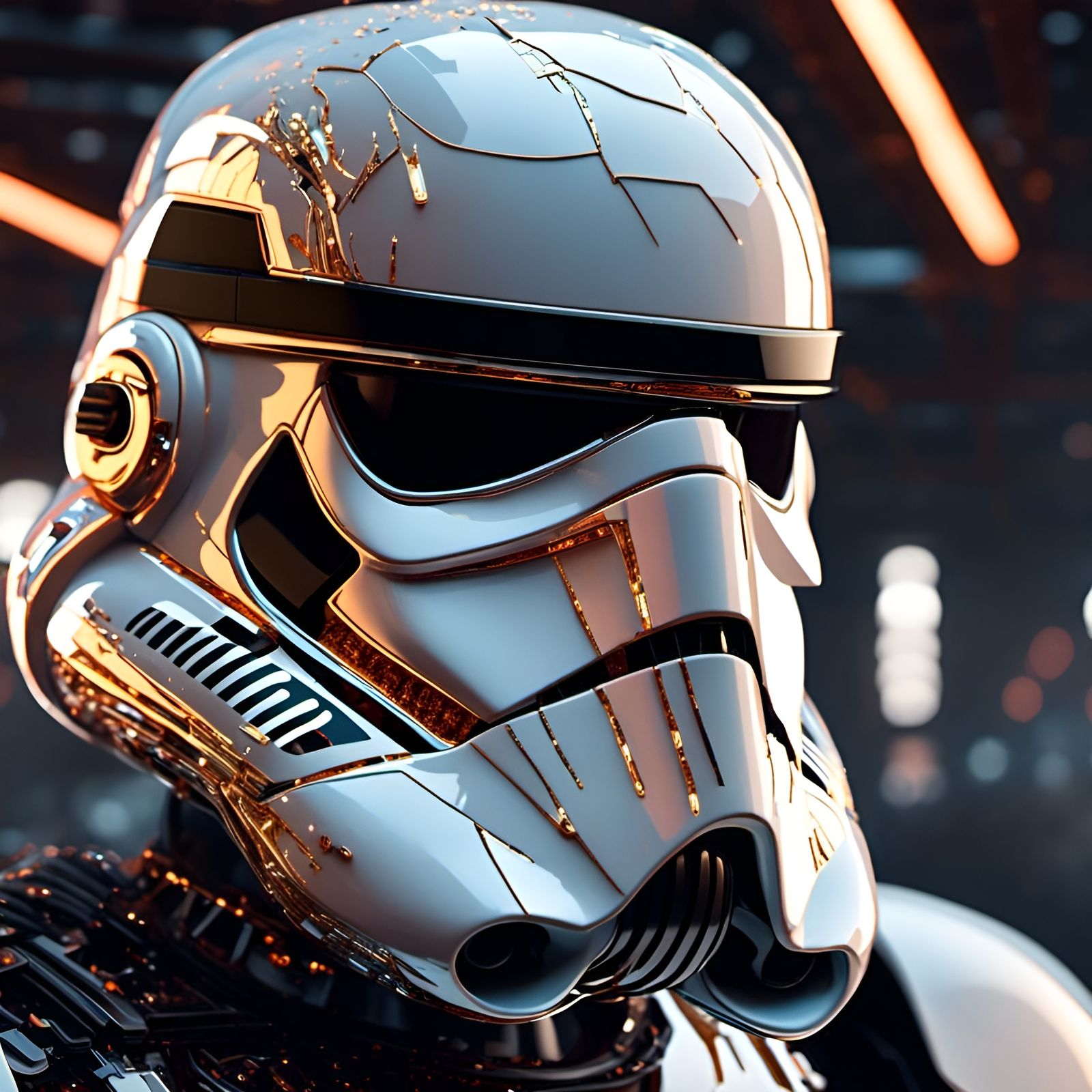 Hooded Circuitry Stormtrooper Portrait in Photorealistic Sty...