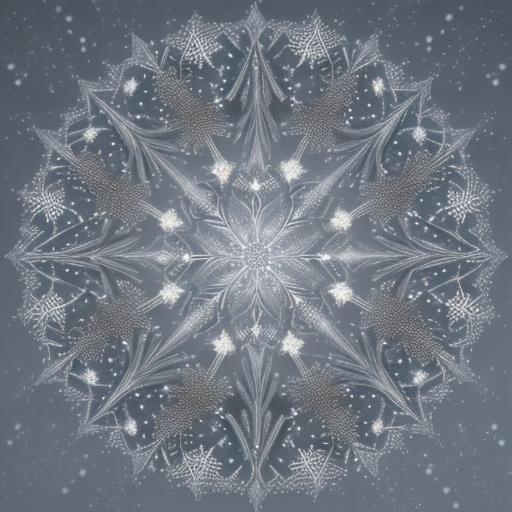 Glistening Christmas Mandala in Winter Snowfall