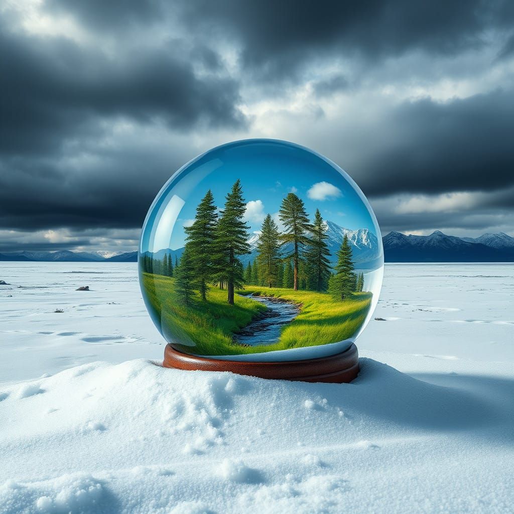 Winter Wonderland Scene in a Snow Globe